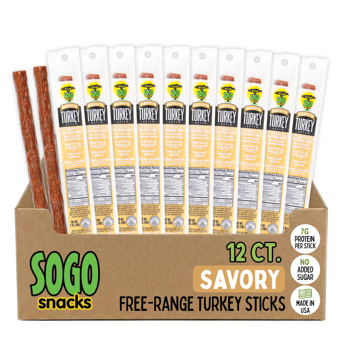 Savory Turkey, 100% Free-Range Turkey Sticks | Sogo Snacks