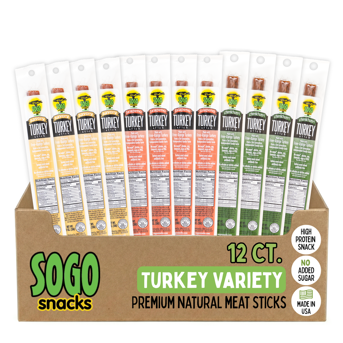 Turkey, No Sugar, Free-Range Turkey Flavors Variety Pack | Sogo Snacks