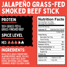 Variety - Original, Jalapeño, Chimichurri, 100% Grass-Fed Beef Sticks (No Sugar)